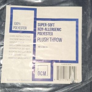 NEW!! OMC PLUSH THROW-non Allergenic 48 X 60 Black